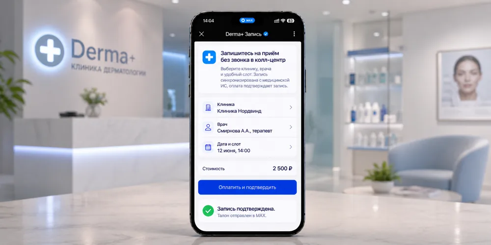 Derma+ — запись в клинику в MAX