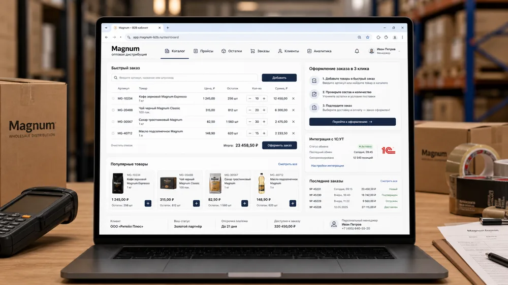Magnum — B2B-кабинет и ERP над 1С
